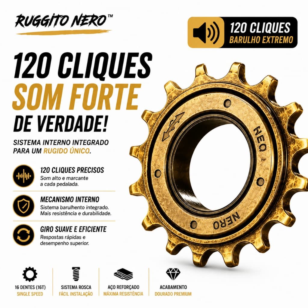 Roda Livre Barulhenta 16T 120 Cliques Bike Grau Single Speed