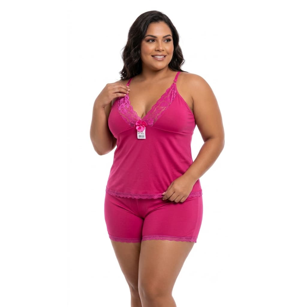 SHORT DOLL PLUS SIZE LISO - PIJAMA PLUS SIZE SEM ESTAMPA (REF158)