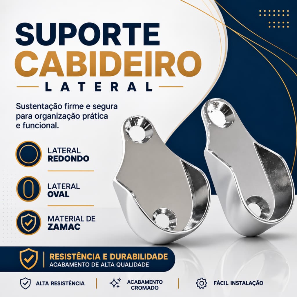 Kit 04 Suportes Cabideiro Oval ou Redondo + Parafusos