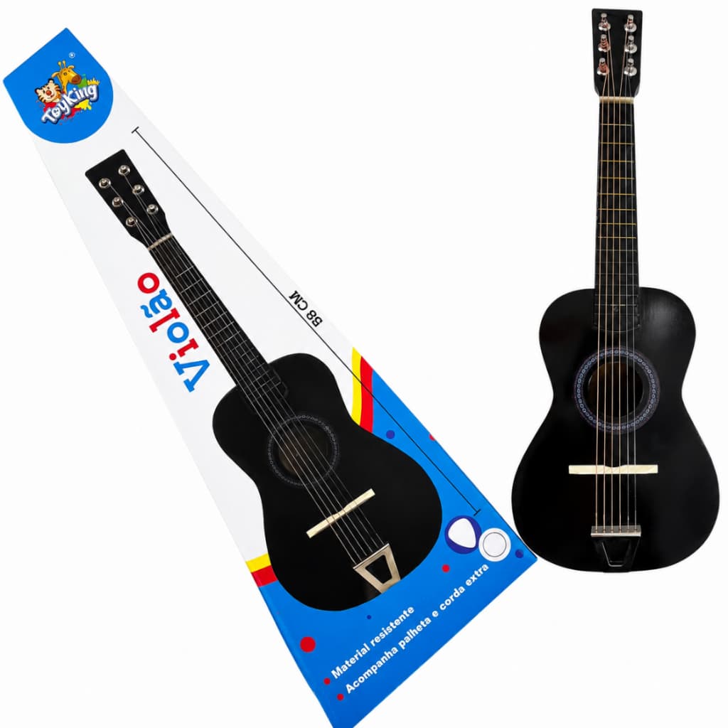 Grande Violão Infantil Acústico Cordas De Aço 58cm Brinquedo top com corda e paçheta