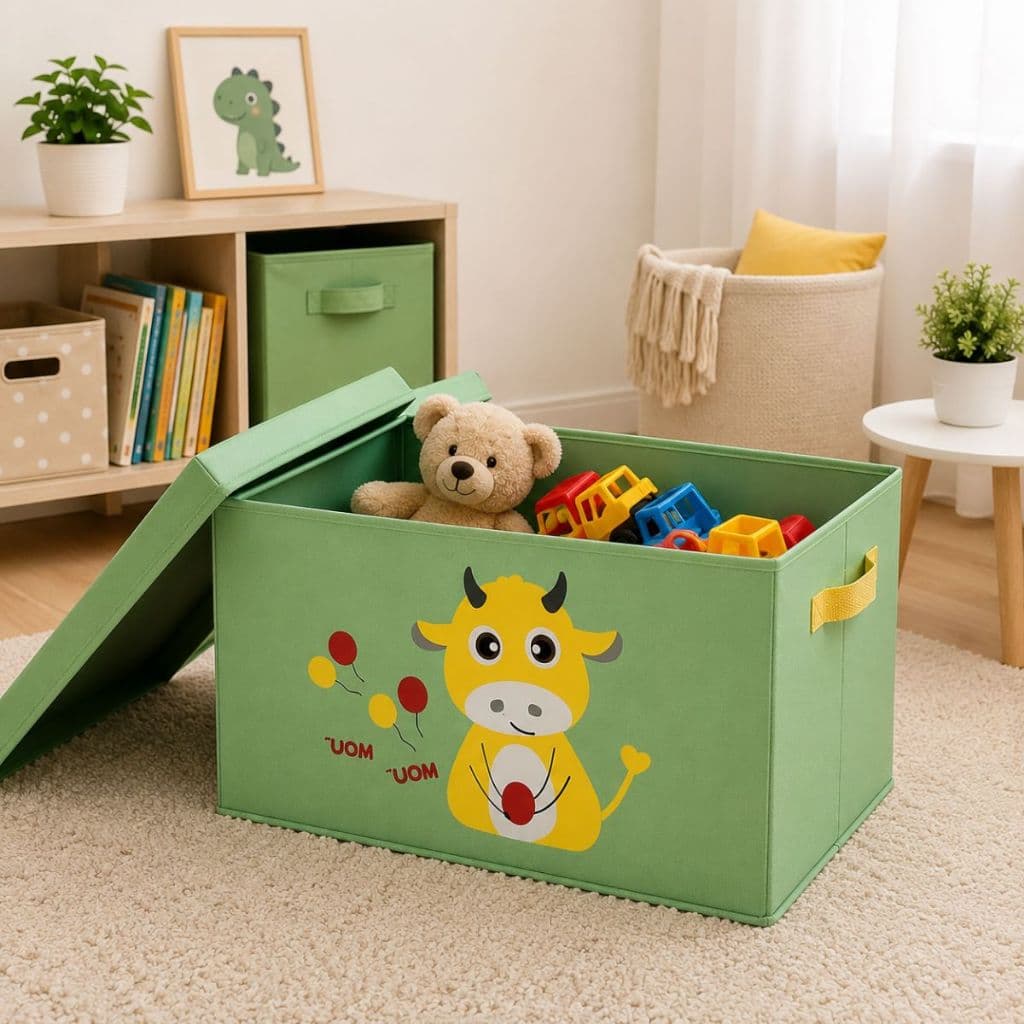 Caixa Organizadora Infantil Com Tampa - Cor Verde - Flytex