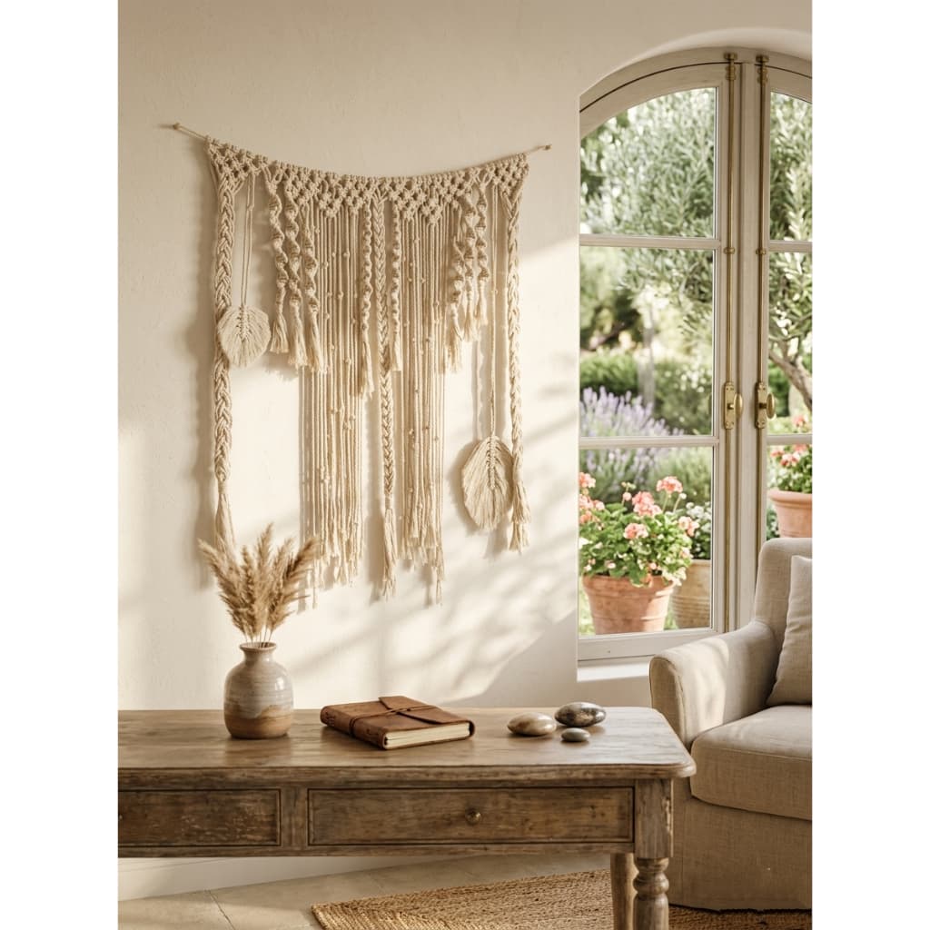Painel Decorativo Parede Macramê Simples Barbante Artesanato