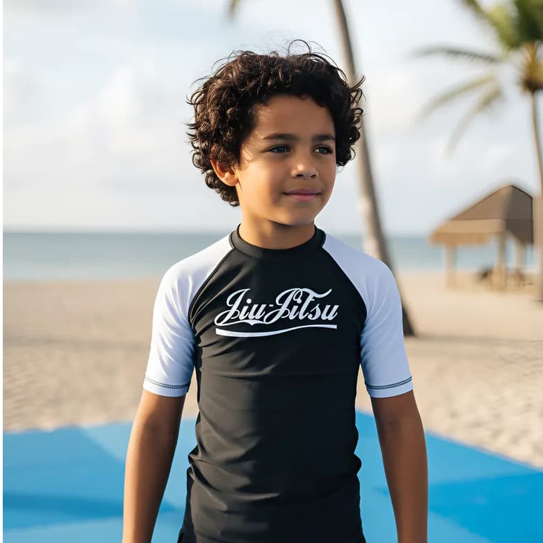 Rash Guard Infantil Jiu Jitsu Manga Curta - Branca