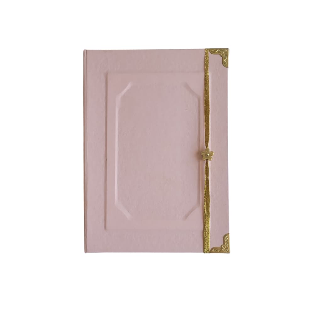 Caderno Rosa Brochura Costurado à Mão capa dura folhas rosas moldura grimório tipo moleskine