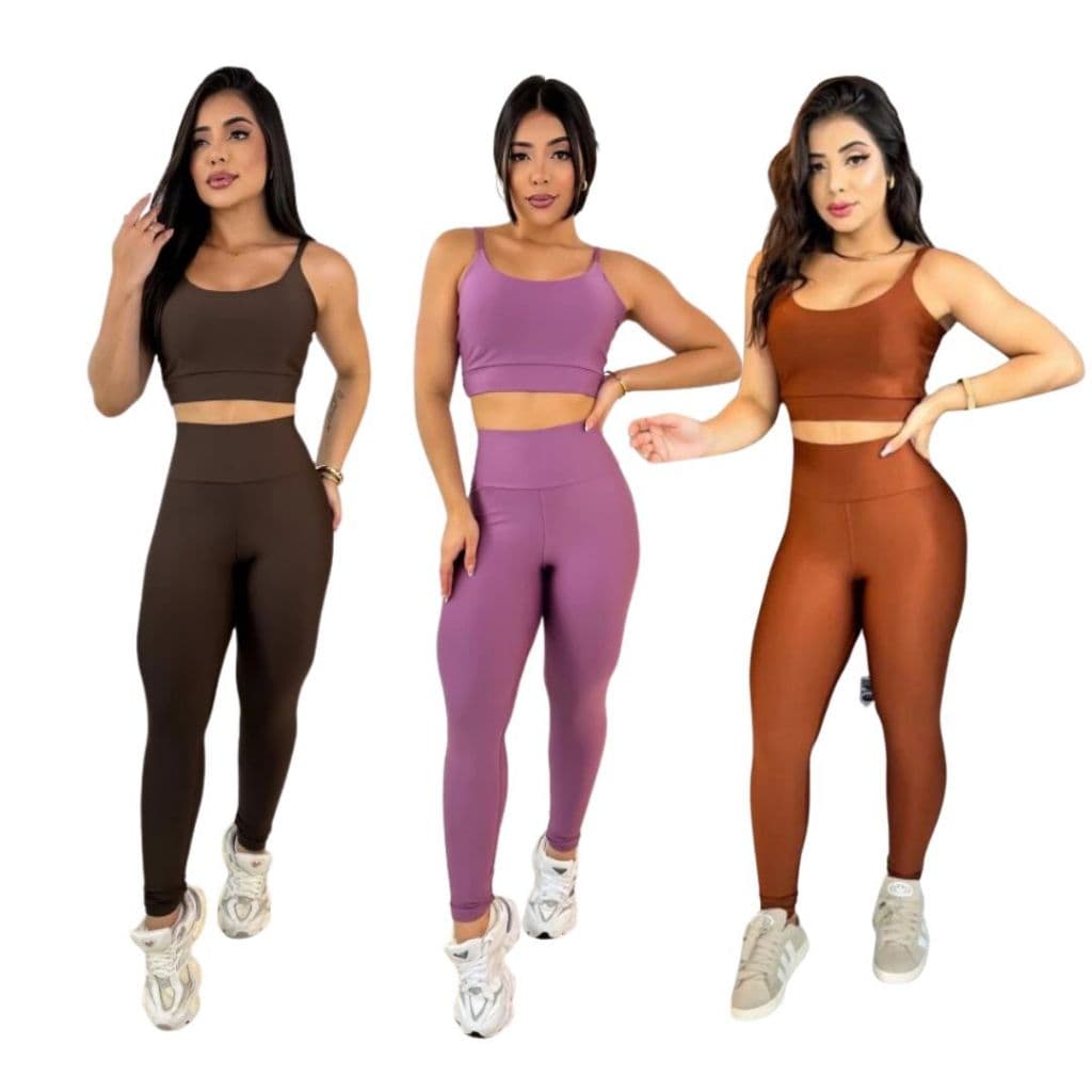 Conjunto top e calça fitness zero transparência feminino premium roupa academia legging Moda Treino