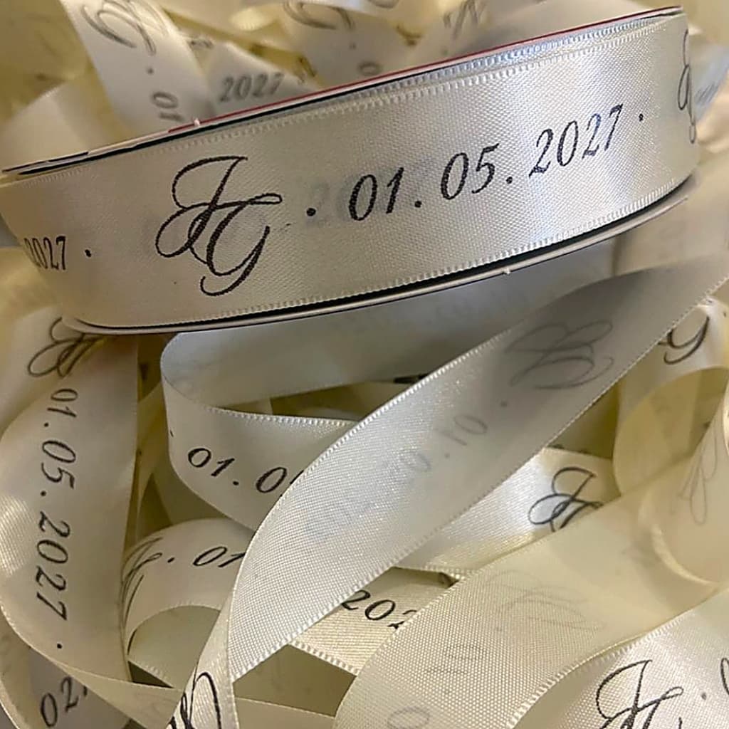Fita de Cetim Personalizada 22mm, 25 metros - Lembrancinhas, casamentos, personalizados, empresas, aniversários