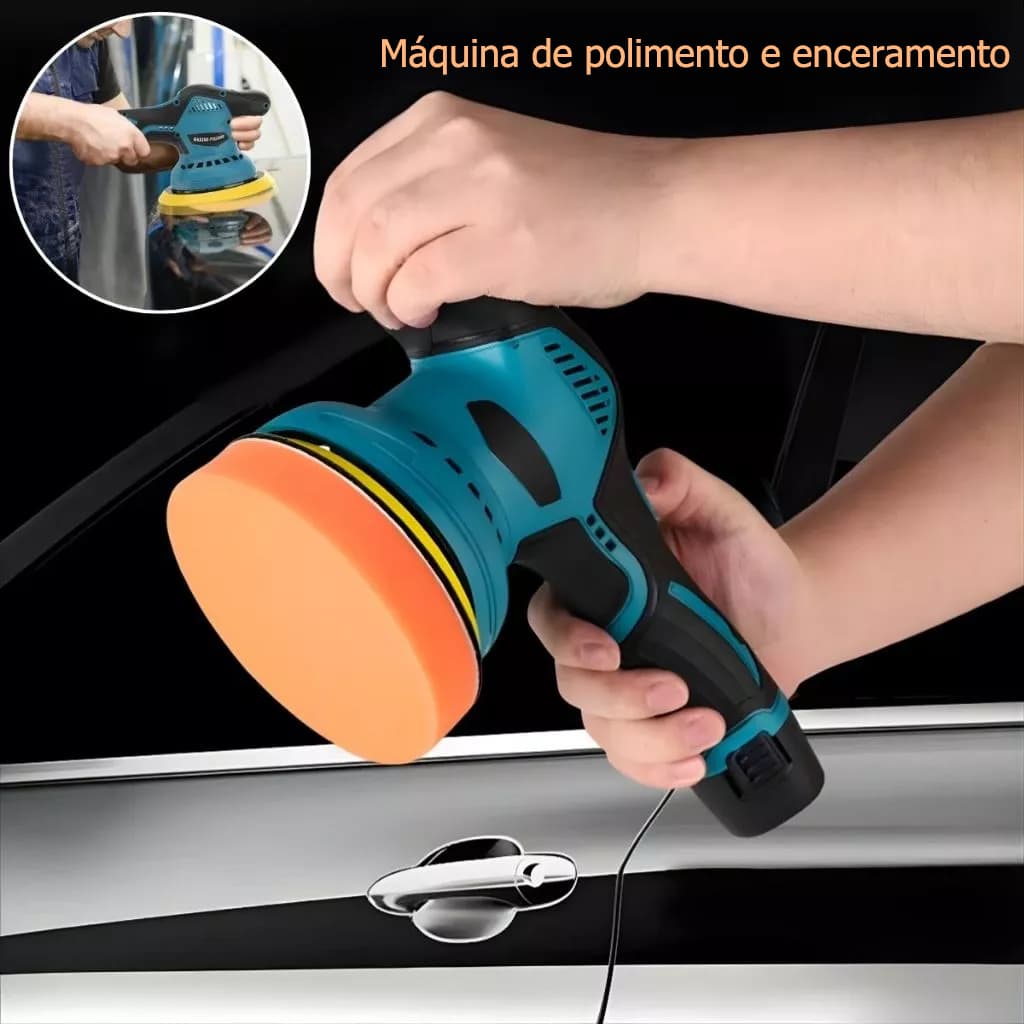 Polidora e Enceradeira Sem Fio Portátil – Adequada Para Polimento e Enceramento De Carros.