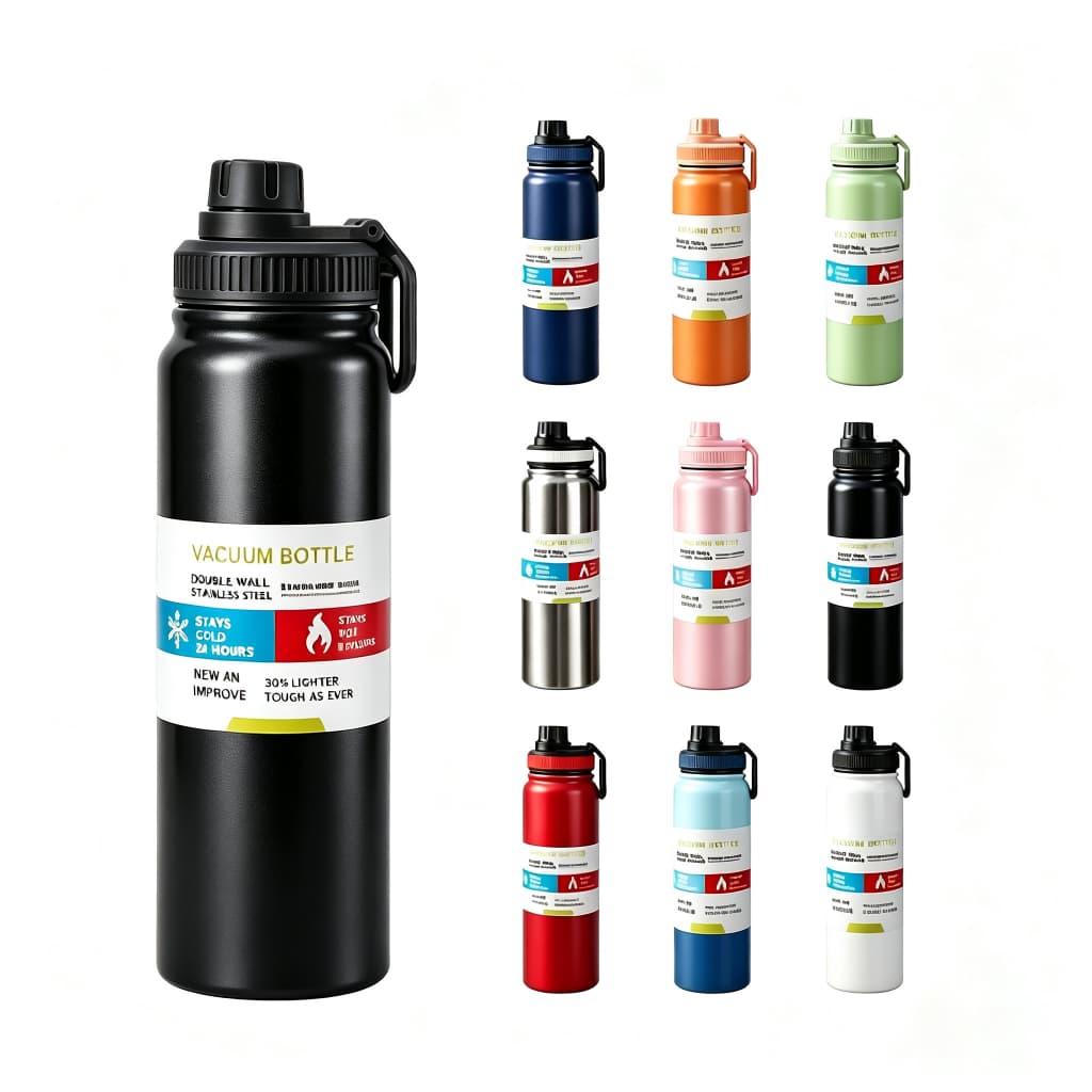 Garrafa Térmica Inoxidável 800ml Tampa Flip com Alça Isolamento à Vácuo
