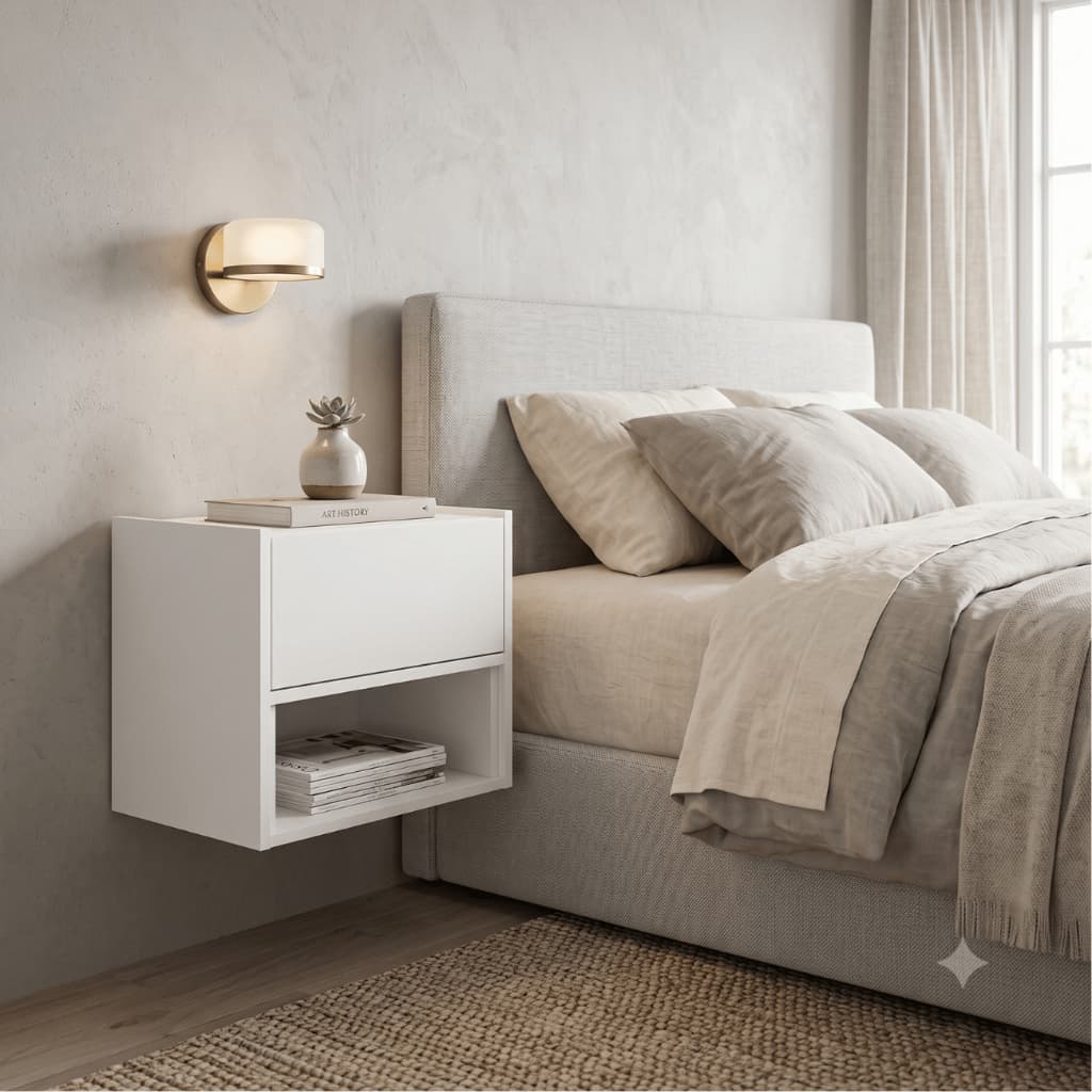 OFERTA Mesa Cabeceira Parede Moderna Ideal Suspensa Gaveta Nicho Criado Mudo Quarto Apartamento