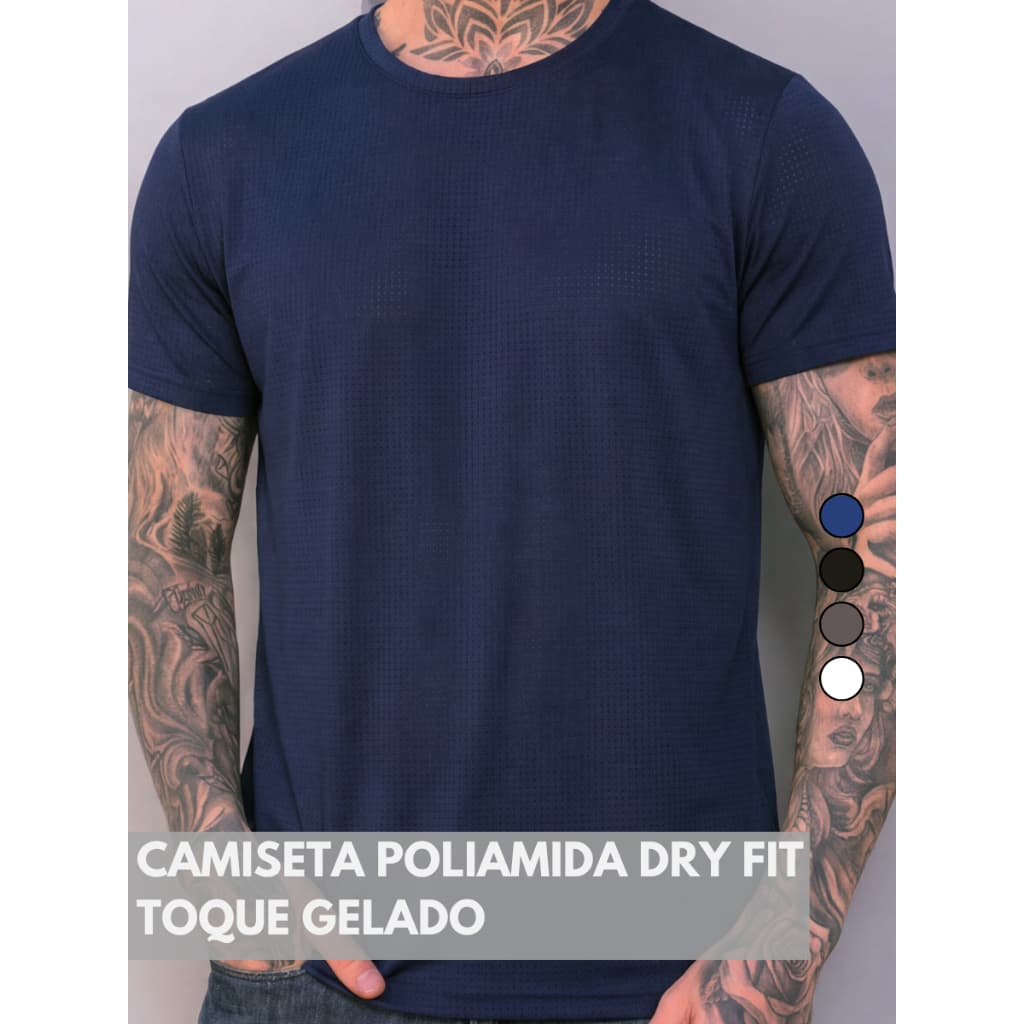 Camiseta Dry Fit Poliamida Masculina Tecido Gelado Furadinho Premium Fitness Academia Casual