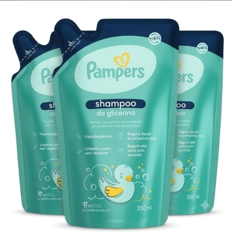 Kit 3 und Refil Shampoo Glicerina Pampers