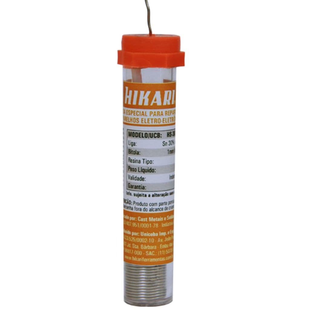Solda de Estanho 1MM 30X70 Tubo com 25g HS-30 Hikari