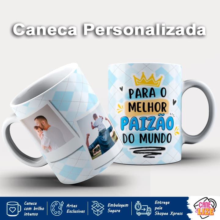 Caneca Porcelana Personalizada com Foto para Pais | Presente Criativo | Emocionante | Aniversário | Dia dos Pais