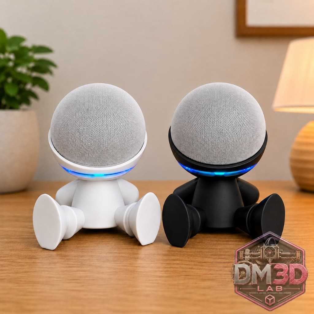 Suporte Alexa Echo Dot 4ª e 5ª Geração e Echo Pop – Robô Astronauta Sentado (Preto ou Branco)