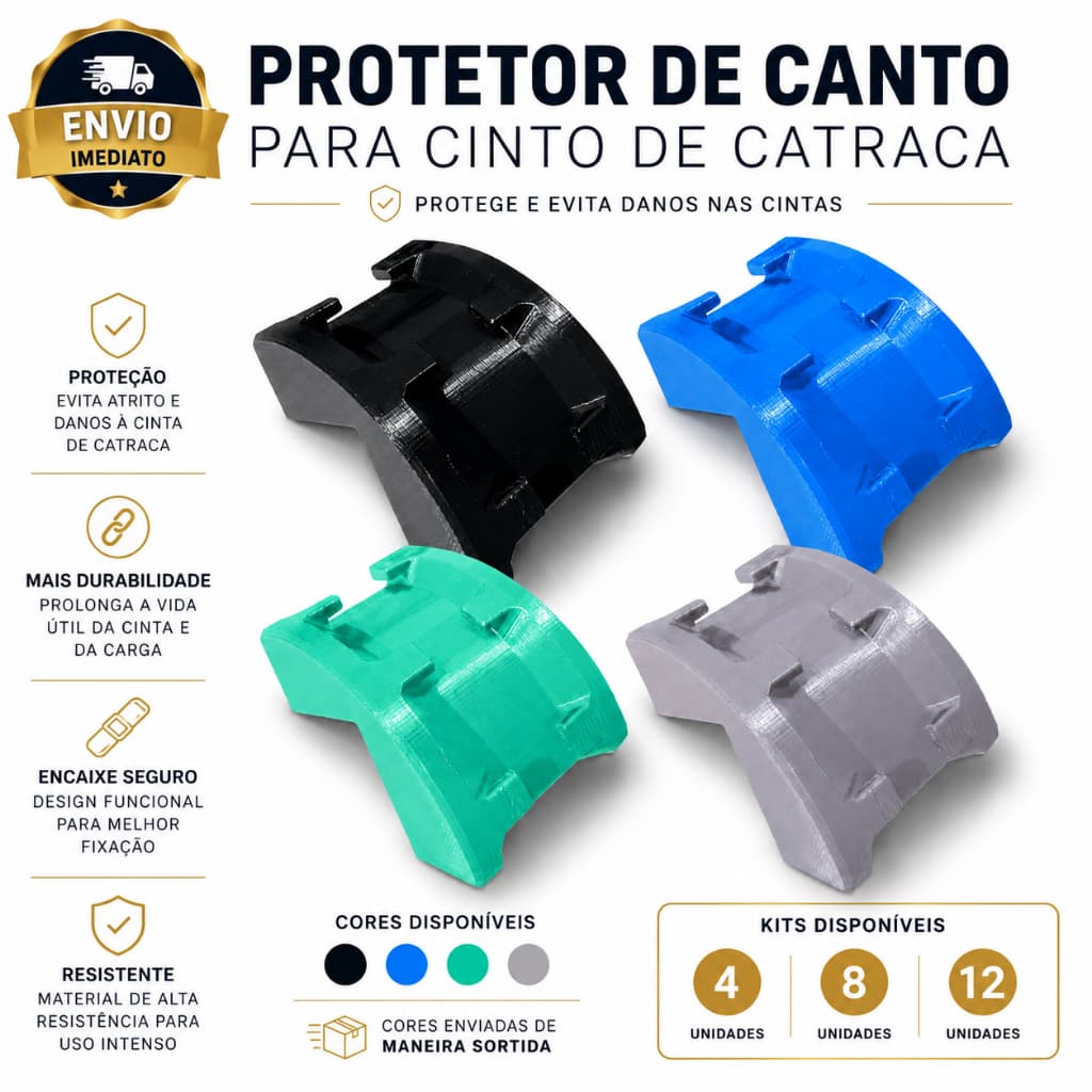 Kits 4 8 E 12 Unidades Protetor De Canto Cantoneira Para Cinta De Catraca Cargas Envio Imediato