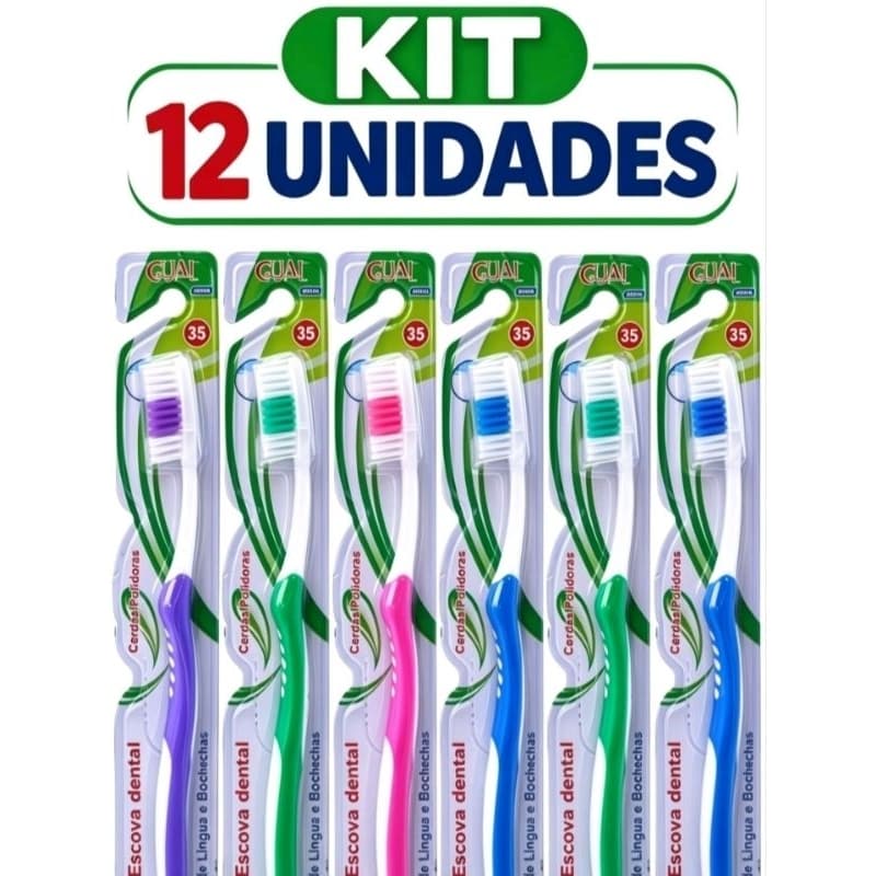 Escova Dental macia c/capa e limpador de língua econômica familia adultos e crianças 12 und