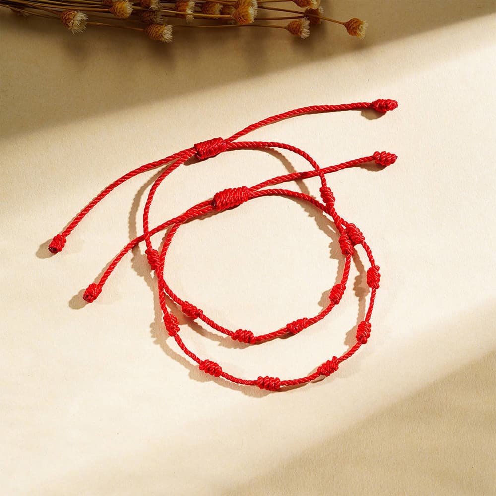 KIT 2-10 Pulseira Vermelha Kabbalah de Proteção Unitária – Fio do Destino, Pulseira da Sorte contra Mau-Olhado 7 SEVEN
