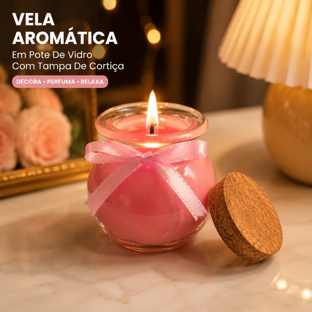 Vela Aromática Vela Decorativa Em Pote De Vidro Para Casa Vela Com Tampa De Cortiça Perfumada Para Quarto Decoração