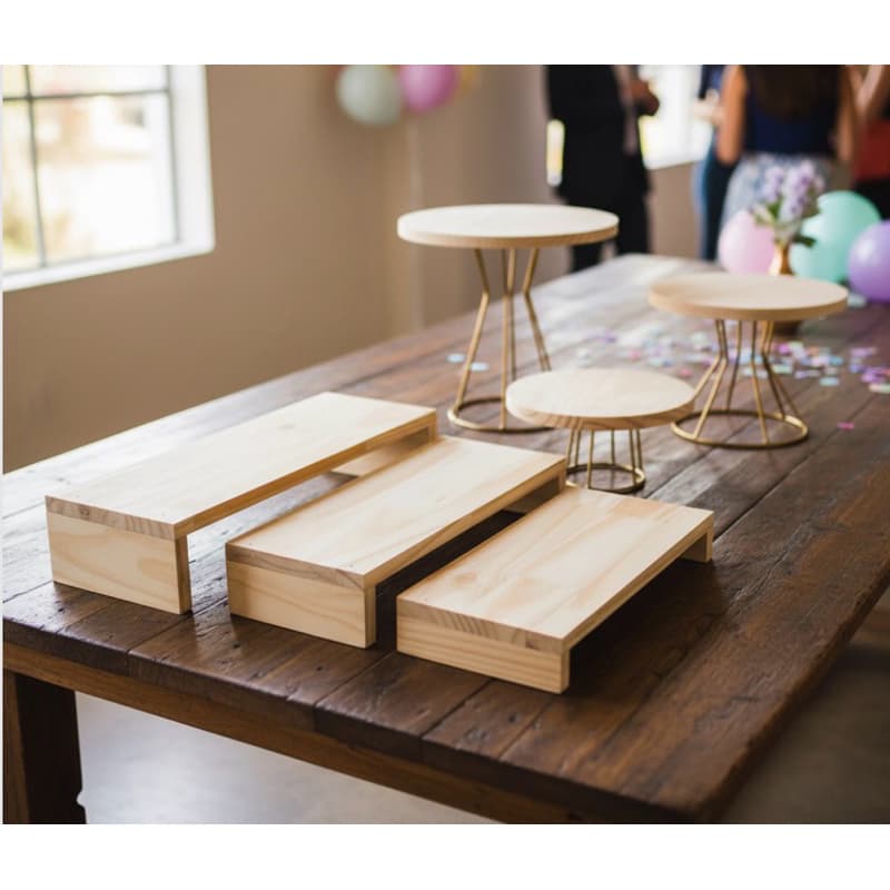 Kit Decoração de Mesa em Madeira Natural e Ferro – 6 Peças