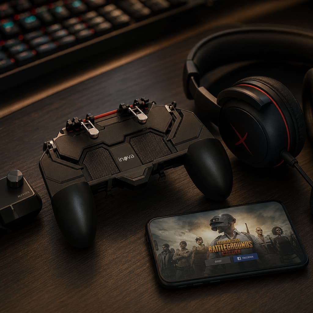 Controle Gamer Manual Com Gatilhos Suporte Celular Joystick - Inova CON-7436