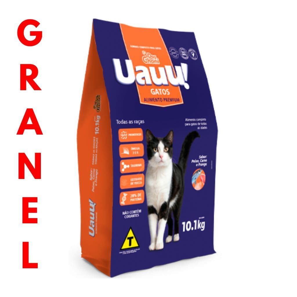 Ração a granel Uauu Gatos Premium sabor peixe, carne e frango, Ração fracionada para gatos, Ração Uauu
