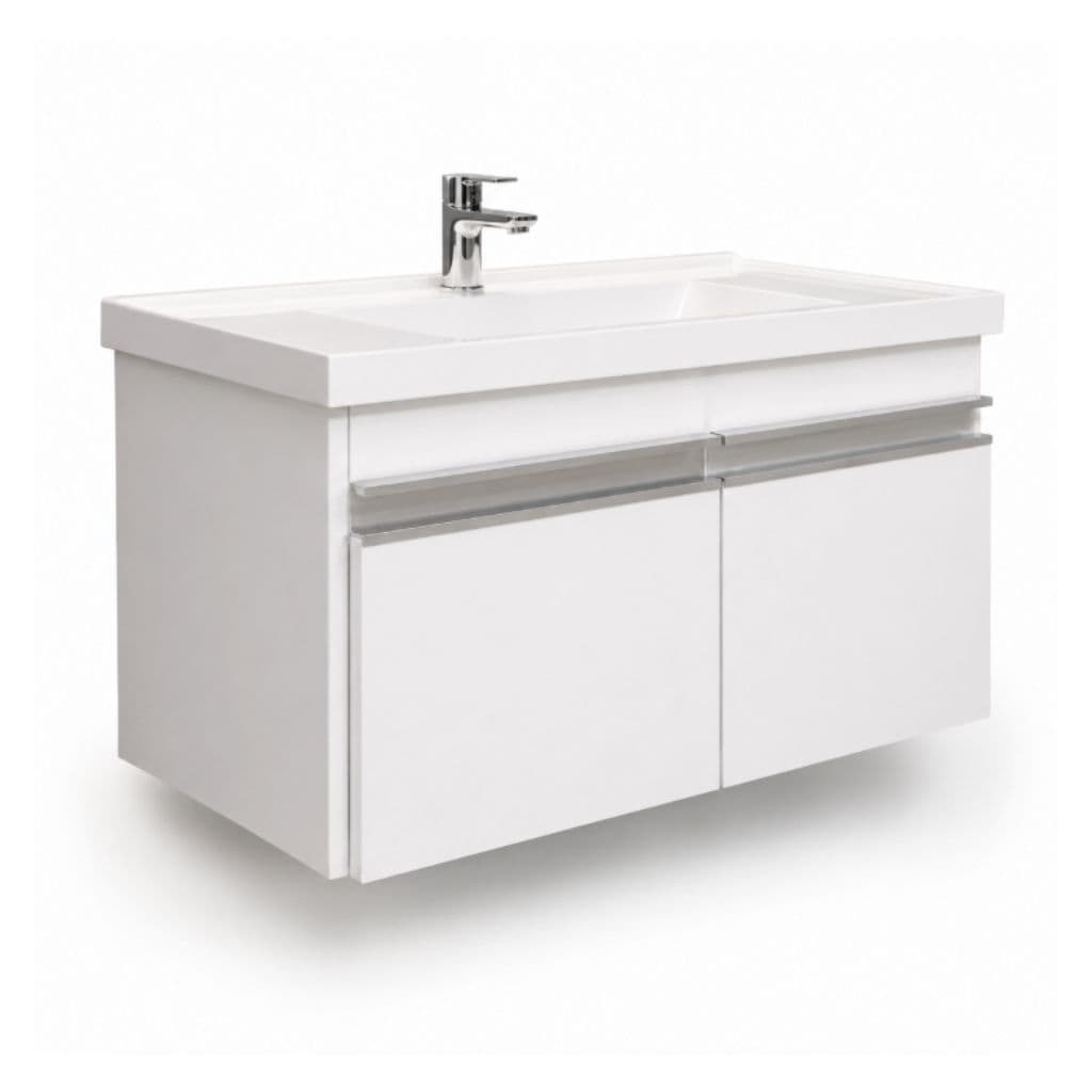 Gabinete com Pia para Lavabo MDF 2 Portas Espaçoso Pia ABS Alta Durabilidade