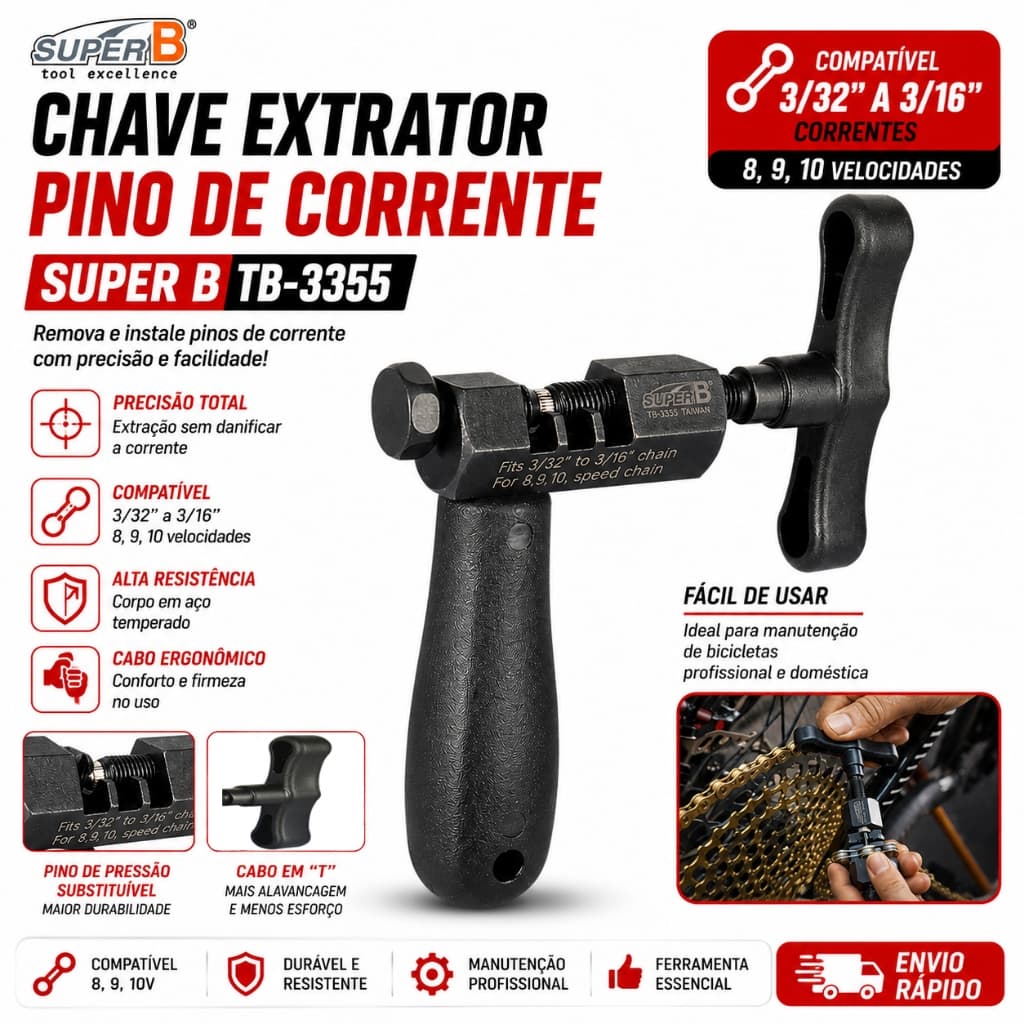 Chave Extratora de Pino de Corrente Profissional Super B TB-3355