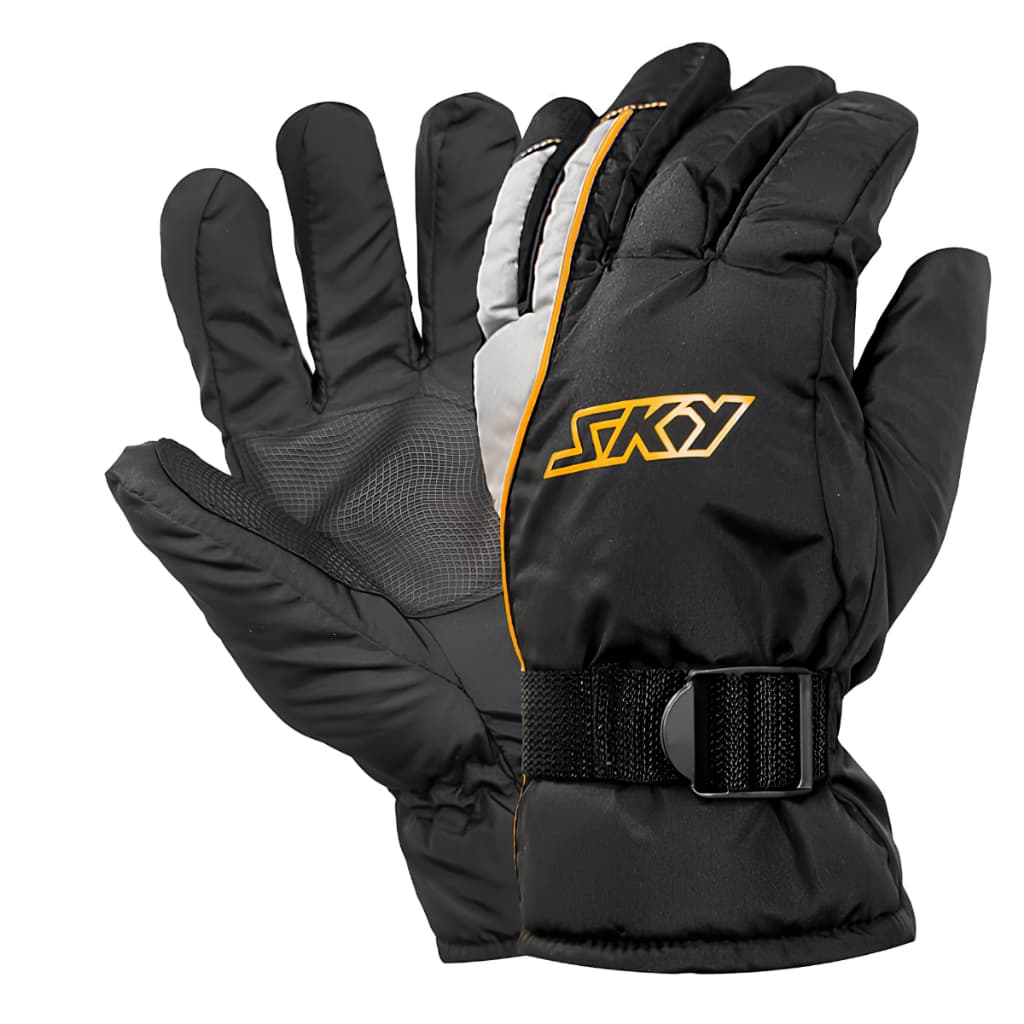 Luva Impermeável Sky Winter Preta com Amarelo Para Moto Motociclista Inverno Proteção Frio Chuva Cano Longo Confortável