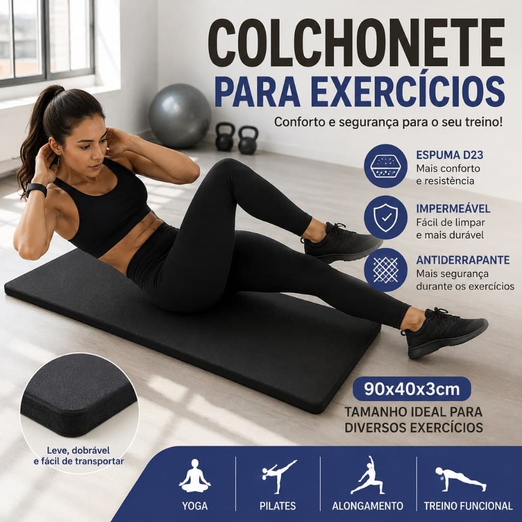 Colchonete Fitness Academia Exercícios Yoga Pilates D23 Impermeável