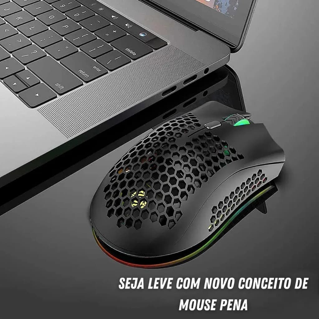Mouse Gamer Knup RGB 7200 DPI com Fio | 7 Botões | Sensor Óptico