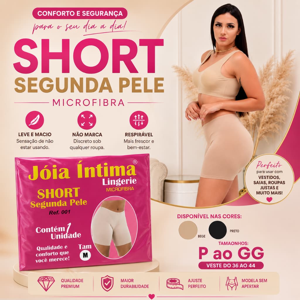 Kit 2 Shorts Anágua Liso Antitransparência Microfibra - Conforto e Proteção