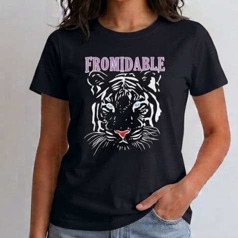 Blusa T-Shirt Feminina 100% Algodão Peruano Camiseta Estampada Tigre Casual Gola Careca Manga Curta Moda Premium