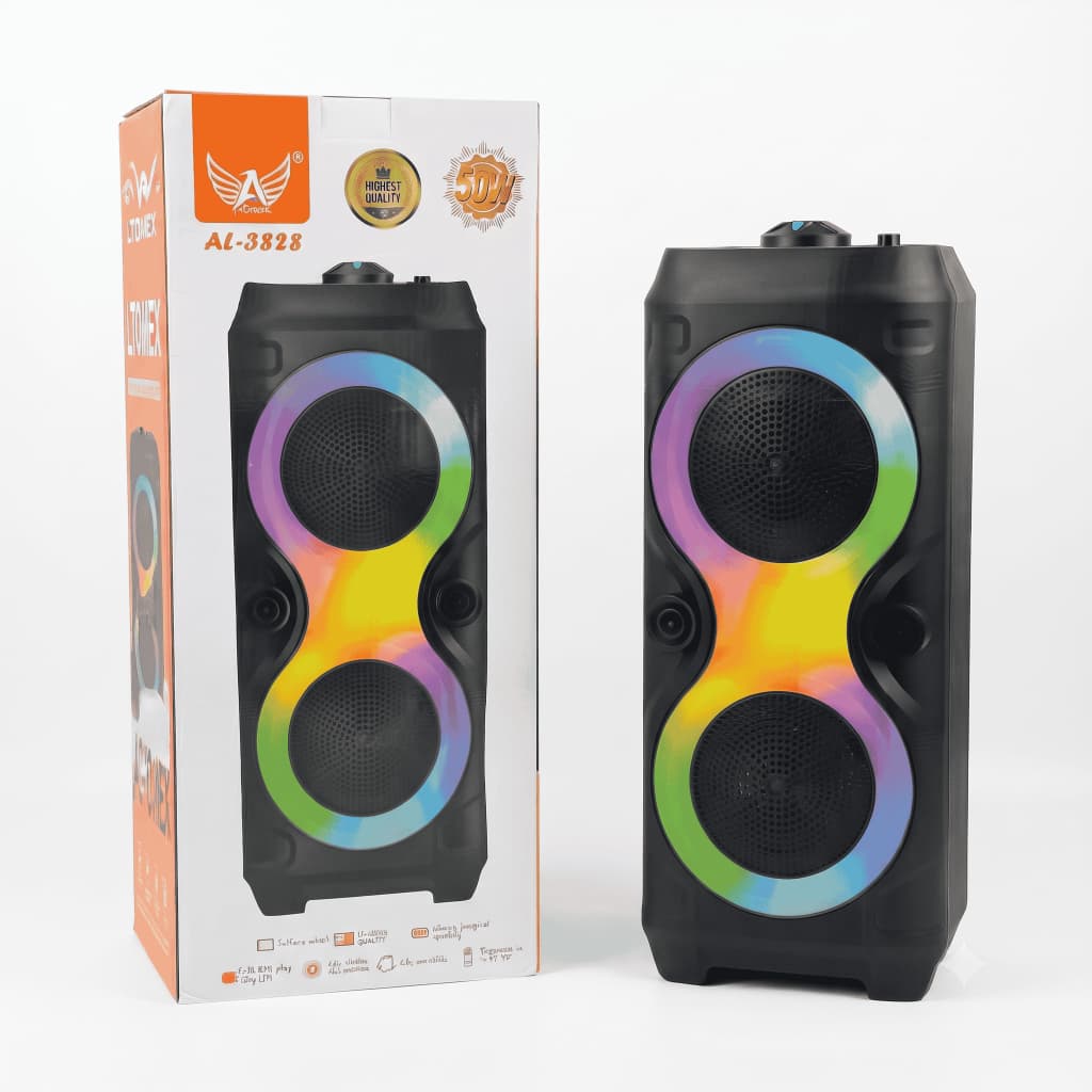 Caixa de Som Portátil Bluetooth com LED RGB AL-3828 - Altomex