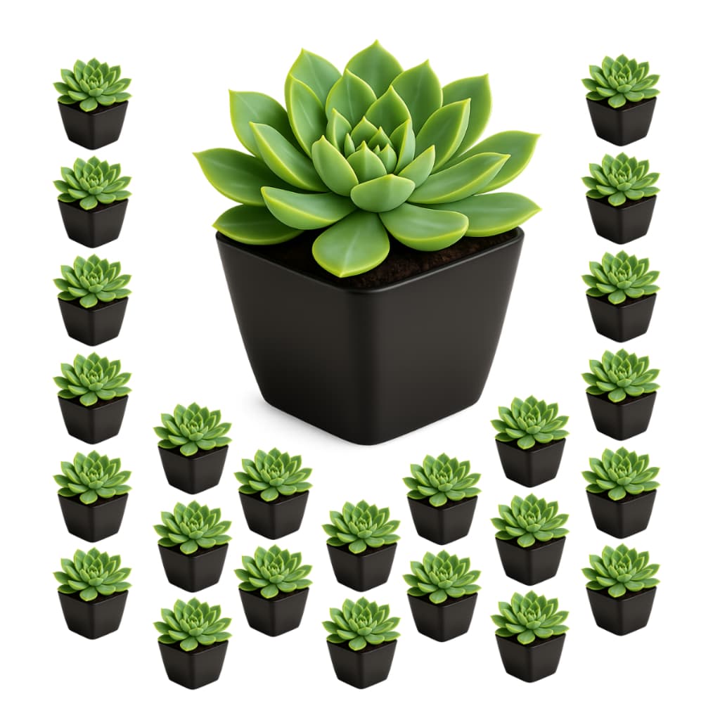 Kit 40 Vasos Quadrado Preto 750ml Plástico para Plantas Flores Suculentas Decoração Centro de Mesa