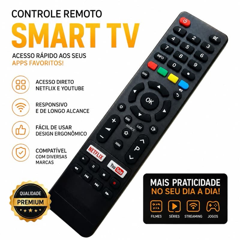 Controle Remoto Tv Philco Smart 4 K Botao Youtube/ Netflix - Substituto Compatível