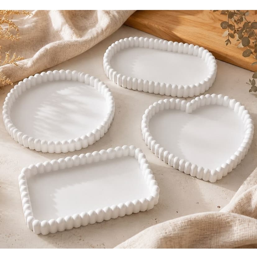 Bandeja Decorativa com Borda de Pérolas | Impressão 3D | Porta Joias e Decoração