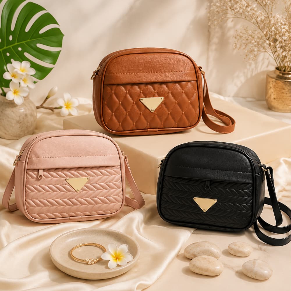 Bolsa femenina transversal tiracolo pequena texturizada com alça regulavel de couro sintetico