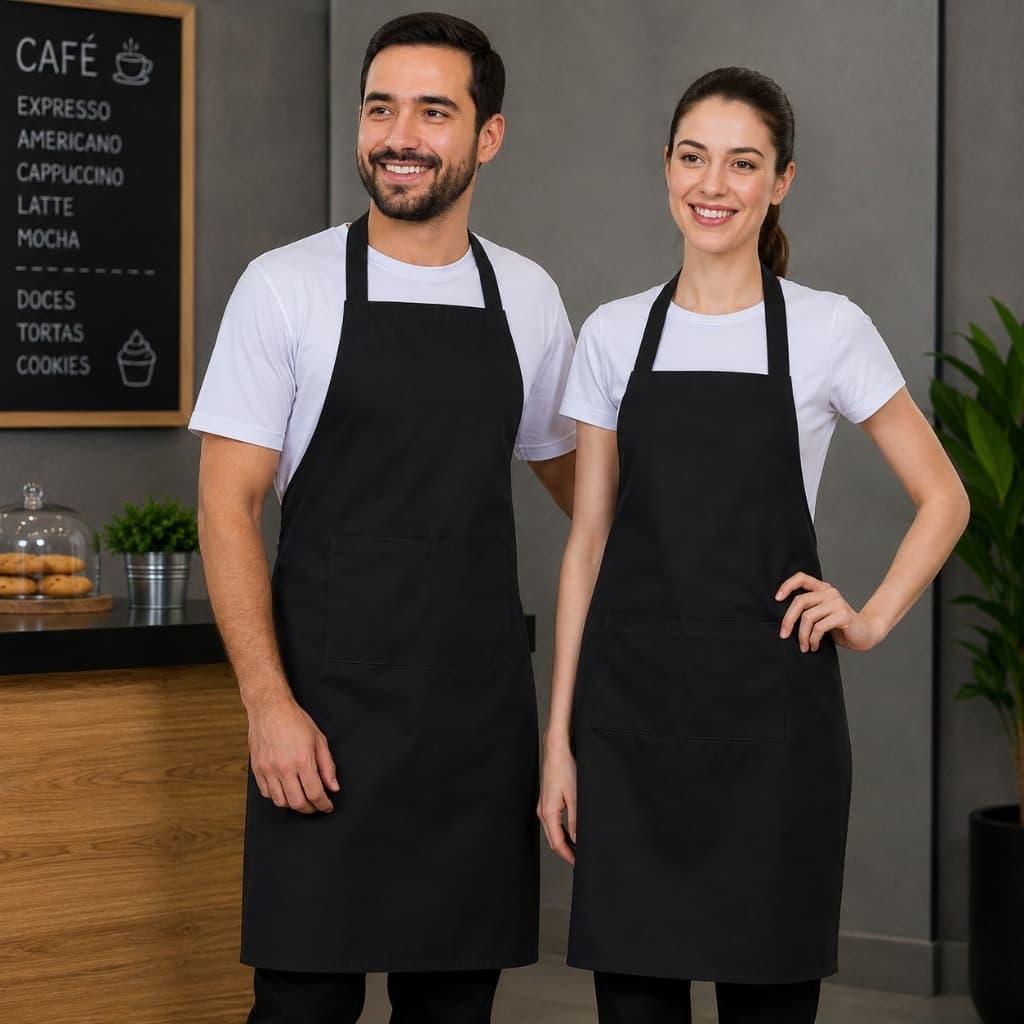 Avental Grande Cozinha Profissional Tecido Oxford  Premium Uniforme com Bolso Unissex Restaurante Churrasco