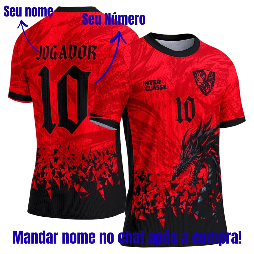 Camiseta Interclasse Dragão Personalizada Dry Fit Uniforme Escolar Sublimada Camisa Time Esportivo Exclusiva