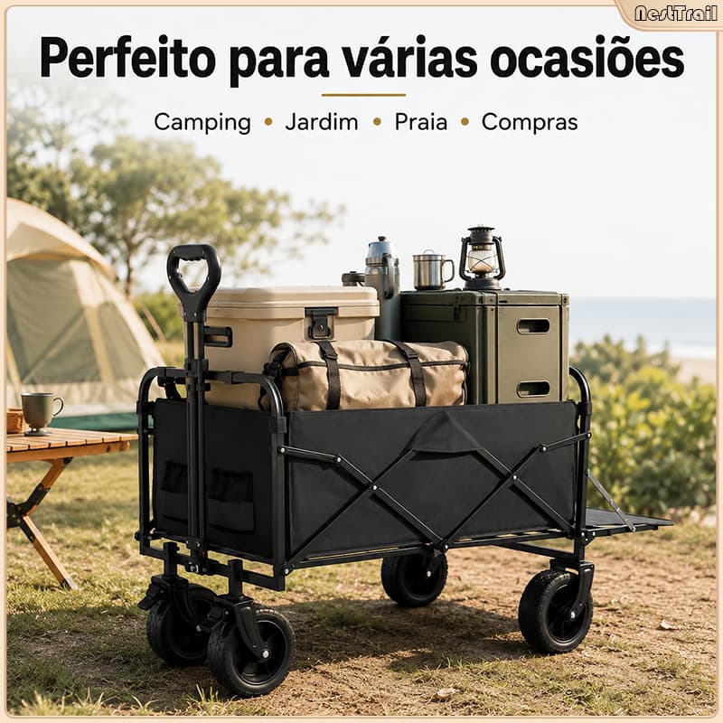 Folding Camping Cart with  Multifunctional Folding Cart Articulated Multipurpose Portable Beach Camping Folding
