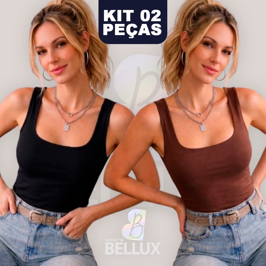 kit Regata Feminina Suplex Premium Ajuste Perfeito Básica Moda DIA DIA blusinha alça grossa sem manga forro duplo