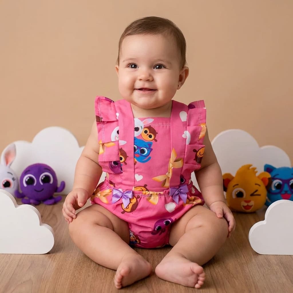 Macacão Bebe Romper Bebê Safari Bolofofo Frozen Menina
