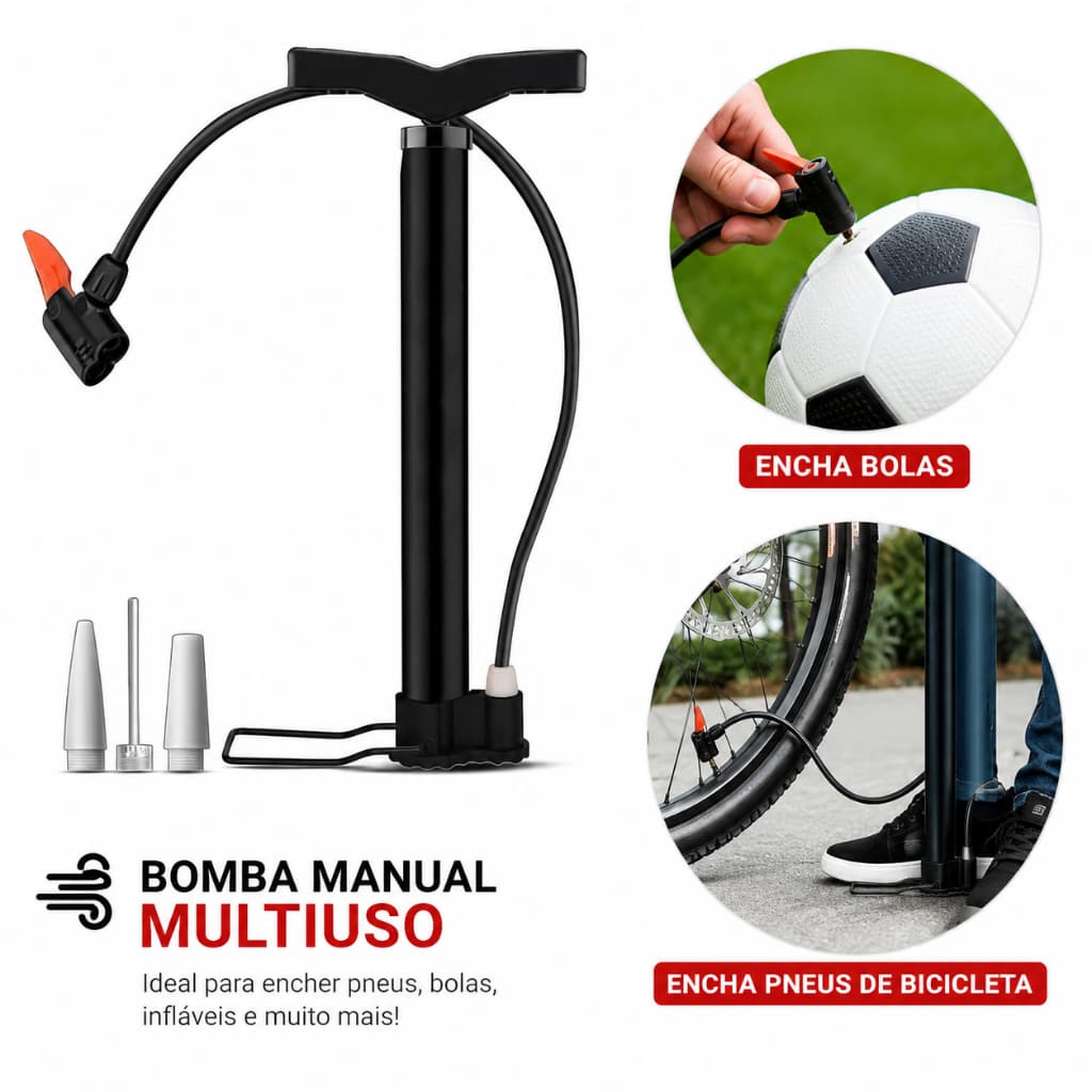 Bomba Encher Pneu Bicicleta Bola Bike Moto De Ar Manual