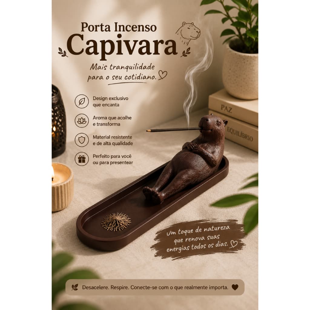 Porta Incenso Capivara Suporte Decorativo Para Incenso Aromaterapia Decoração Sala Escritório Quarto Presente Criativo