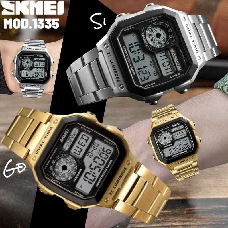 Relógio Digital Skmei Masculino com Tela Quadrada e Ajuste de Pulseira