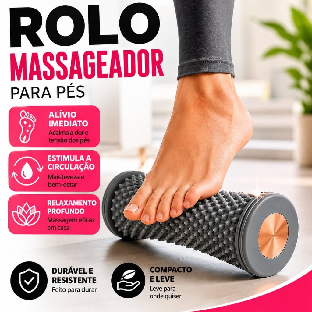 Rolo Massageador para Pés Terapia Reflexologia Alívio Tensão Muscular Academia Yoga