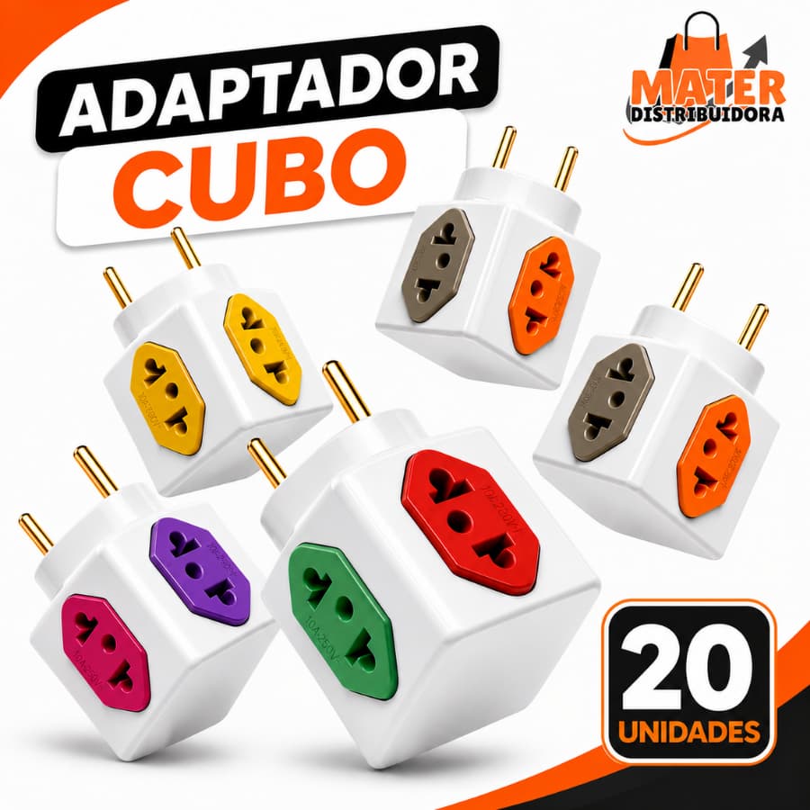 Kit 20 Adaptador De Tomada Cubo Colorido 4 Entradas 10/20A Benjamin