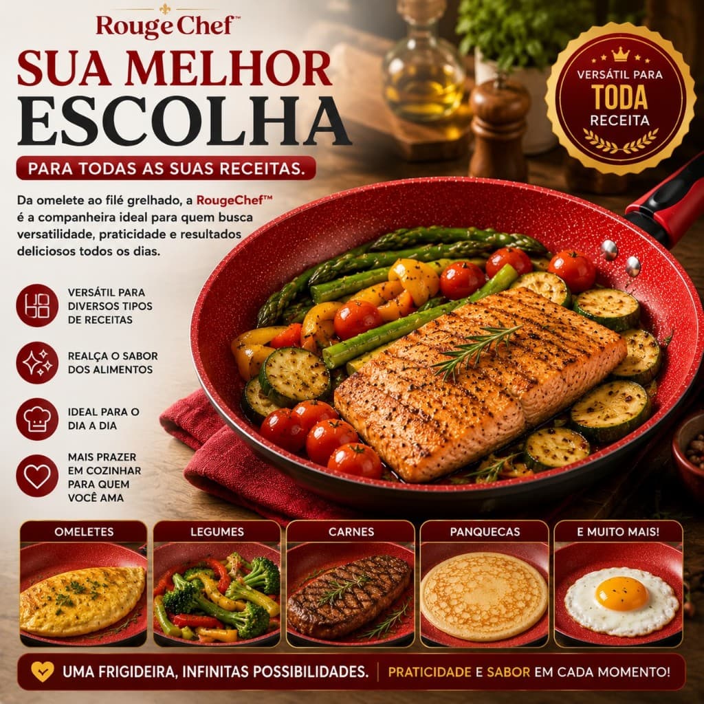 Frigideira Antiaderente Cerâmica 26cm Vermelha Premium