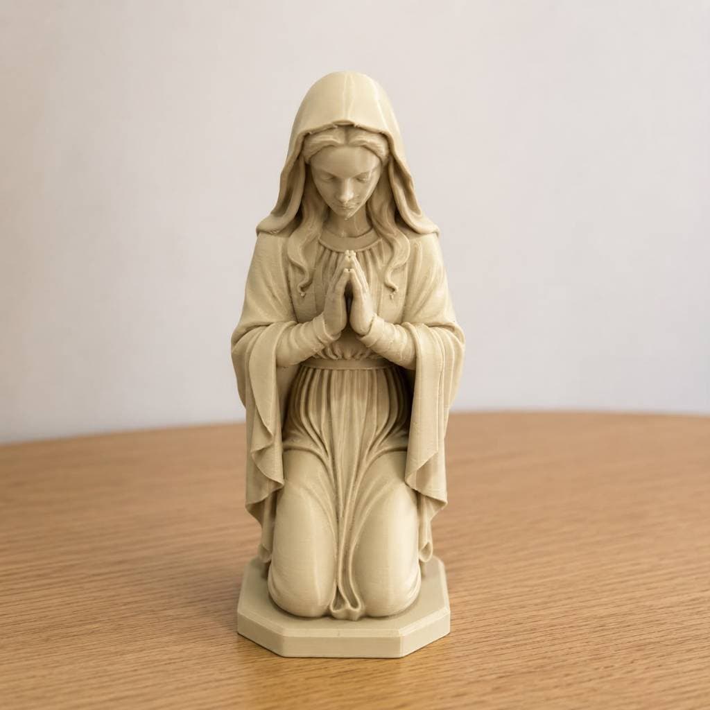 Imagem da Virgem Maria, escultura Santa Maria minimalista.