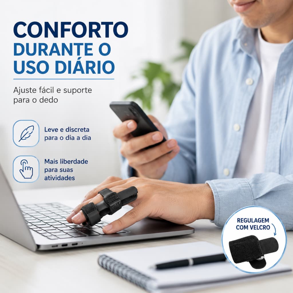 Tala Ortopédica Chapa de Alumínio Velcro Ajustável para Dedo Fratura Luxação Entorse Artrite Artrose